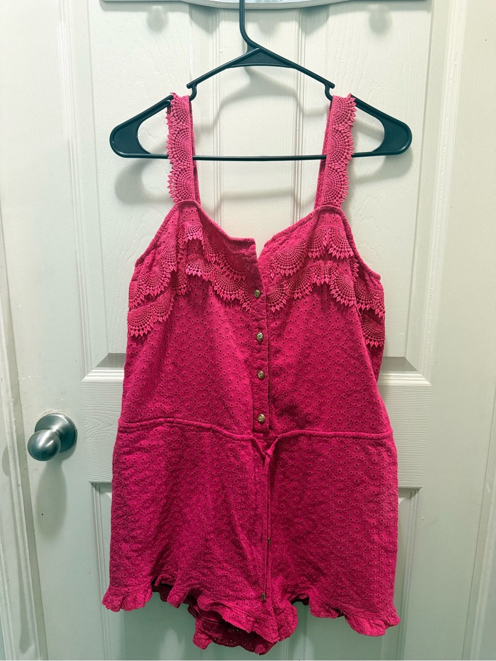 Sperry Hot Pink Eyelet Lace Romper